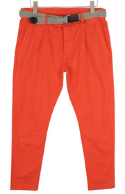 ANTONY MORATO Men Trousers W34 Red Chino Carrot Fit Pleated Belted Button Fly