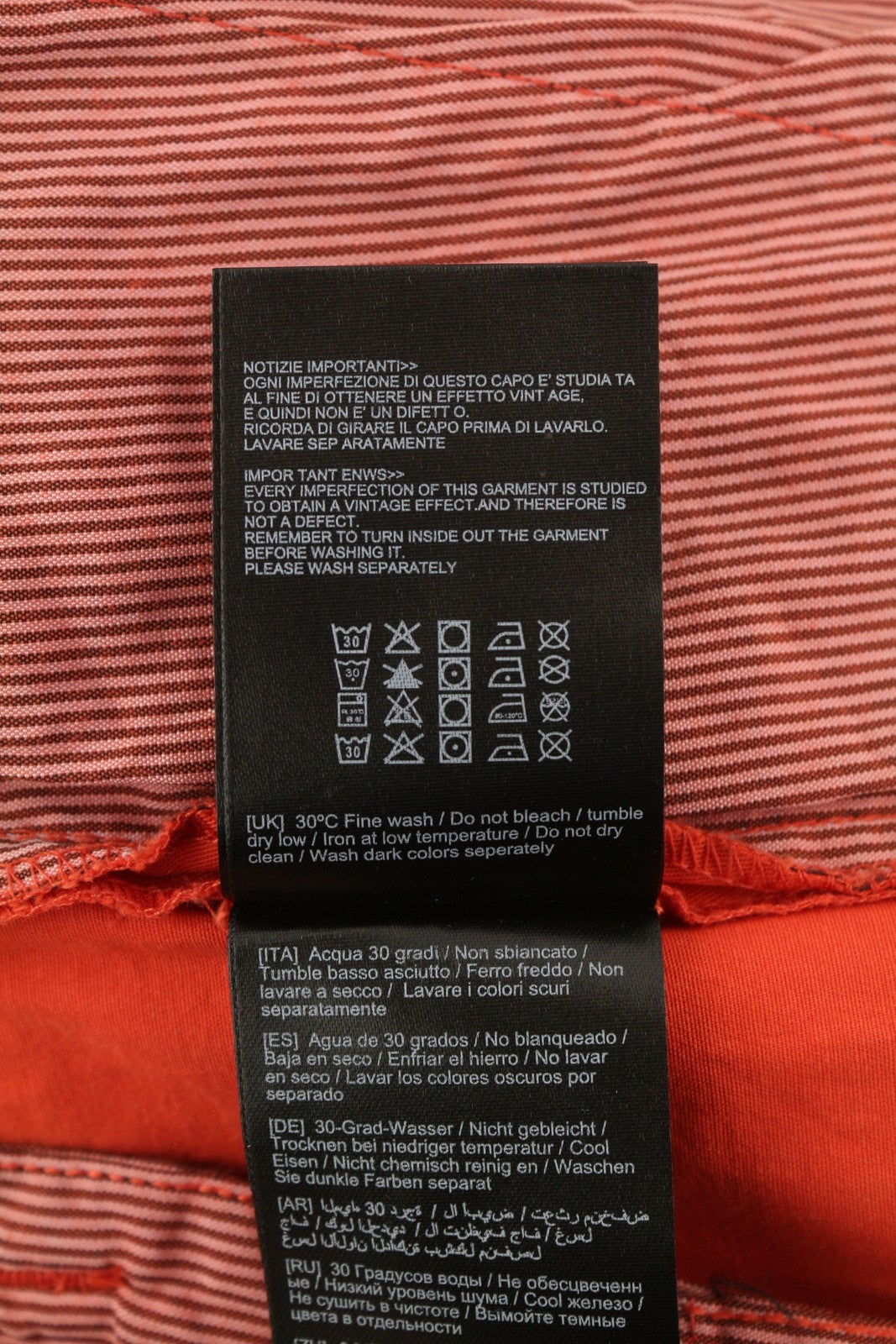 ANTONY MORATO Men Trousers W34 Red Chino Carrot Fit Pleated Belted Button Fly