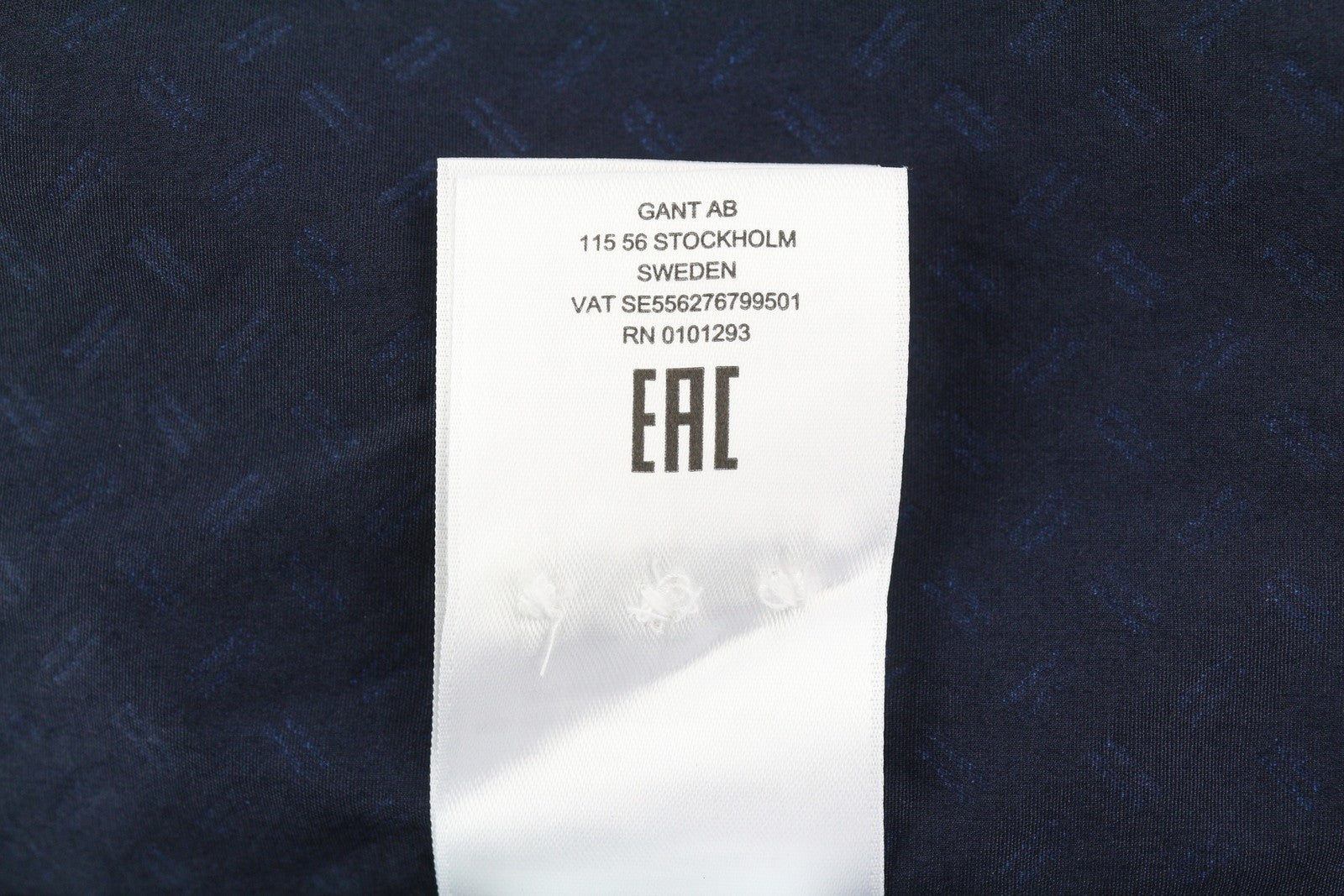 GANT Women Shirt EU34 Dark Blue Button-Up Spread Collar Patterned Logo Casual