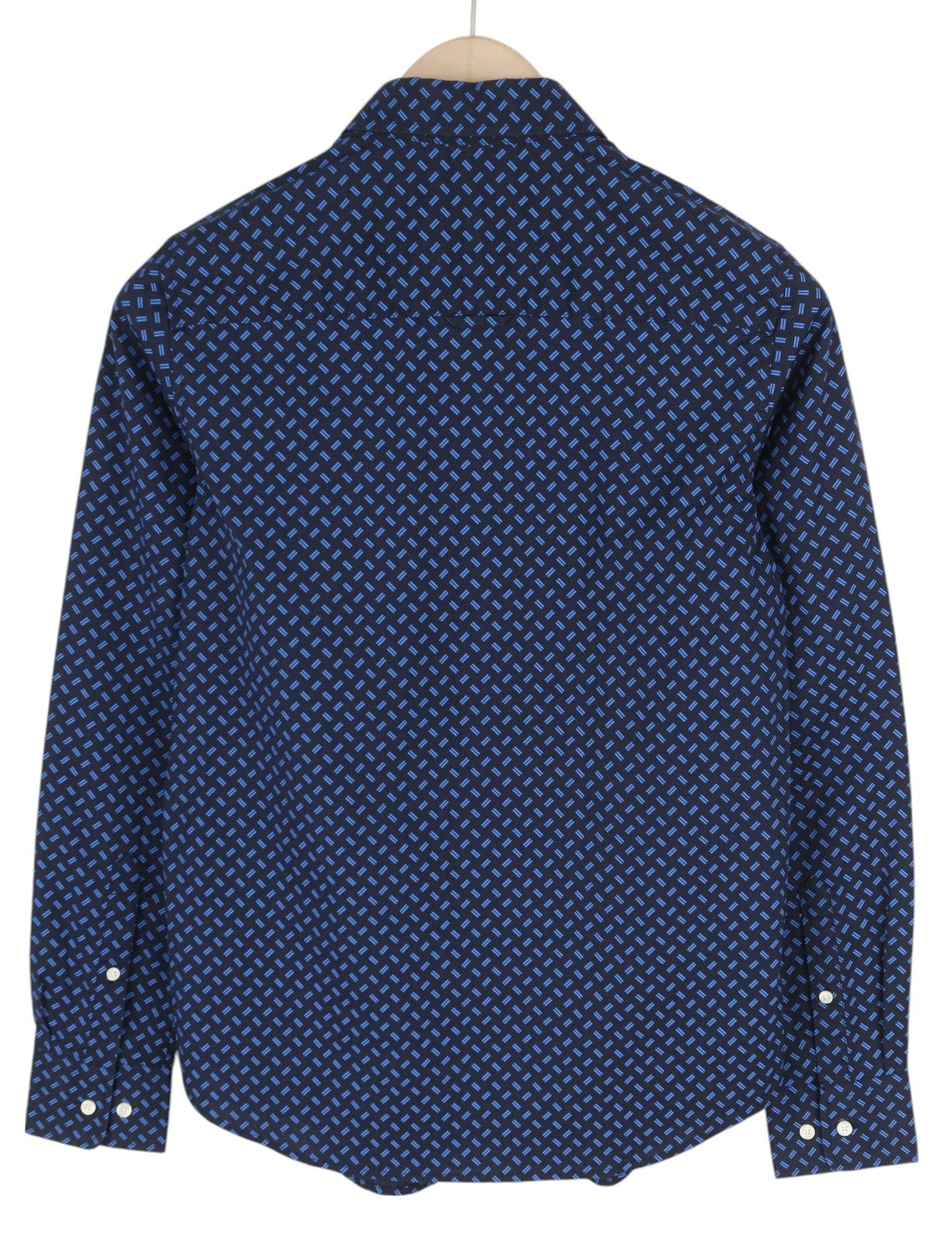 GANT Women Shirt EU34 Dark Blue Button-Up Spread Collar Patterned Logo Casual
