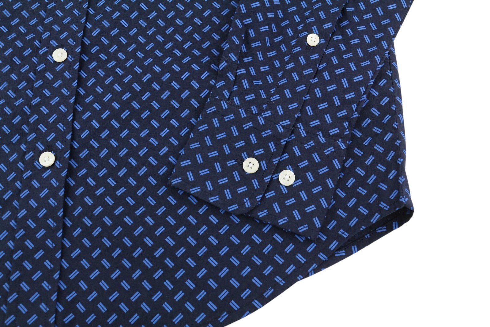 GANT Women Shirt EU34 Dark Blue Button-Up Spread Collar Patterned Logo Casual