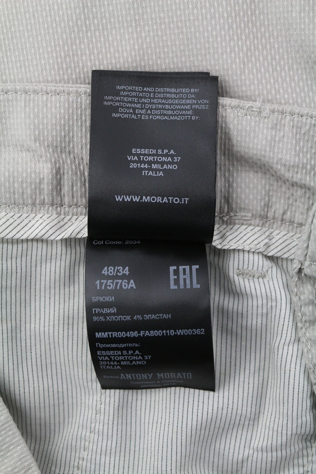 ANTONY MORATO Bryan Men Trousers W34 Grey Chino Skinny Fit Stretch Patterned