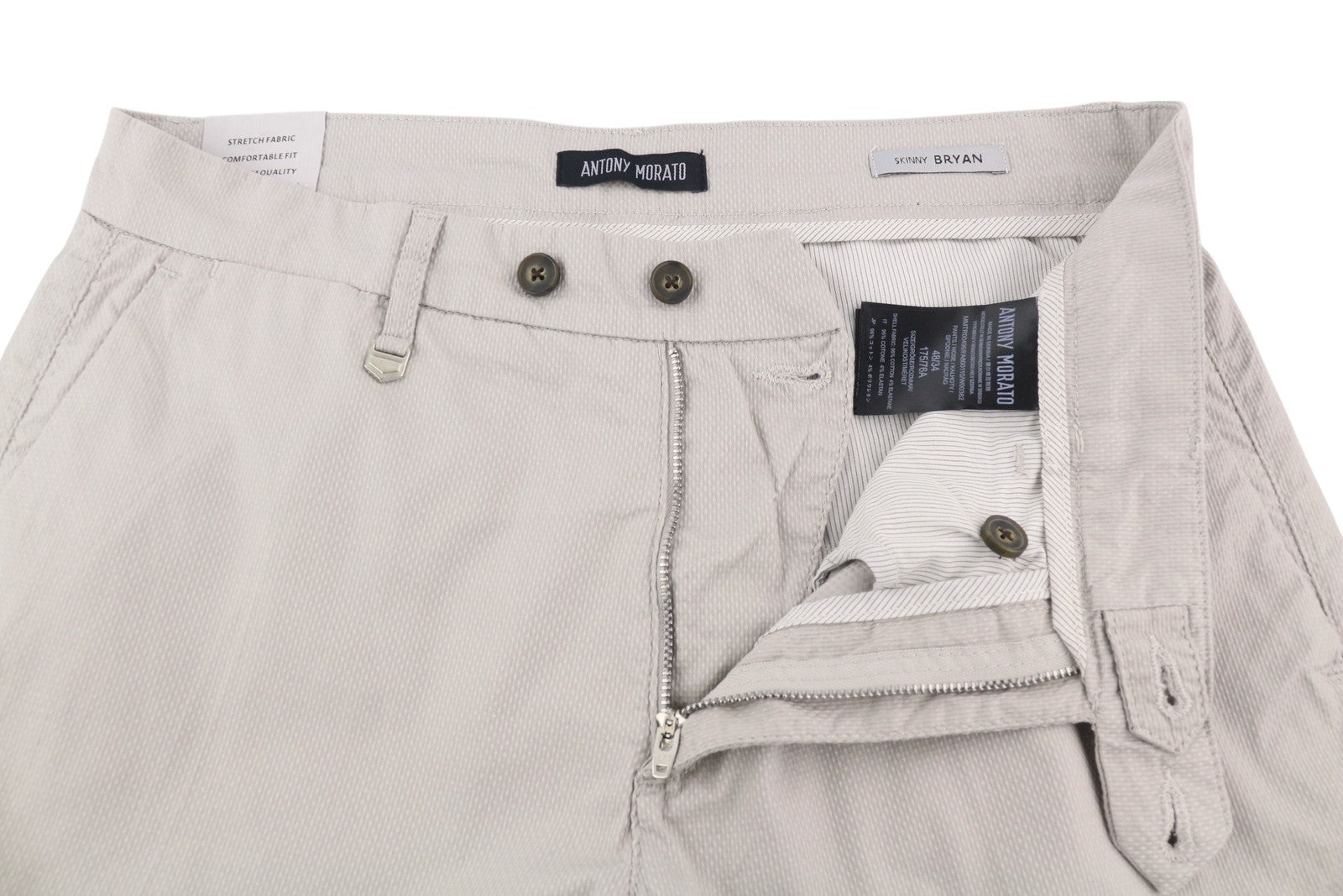 ANTONY MORATO Bryan Men Trousers W34 Grey Chino Skinny Fit Stretch Patterned