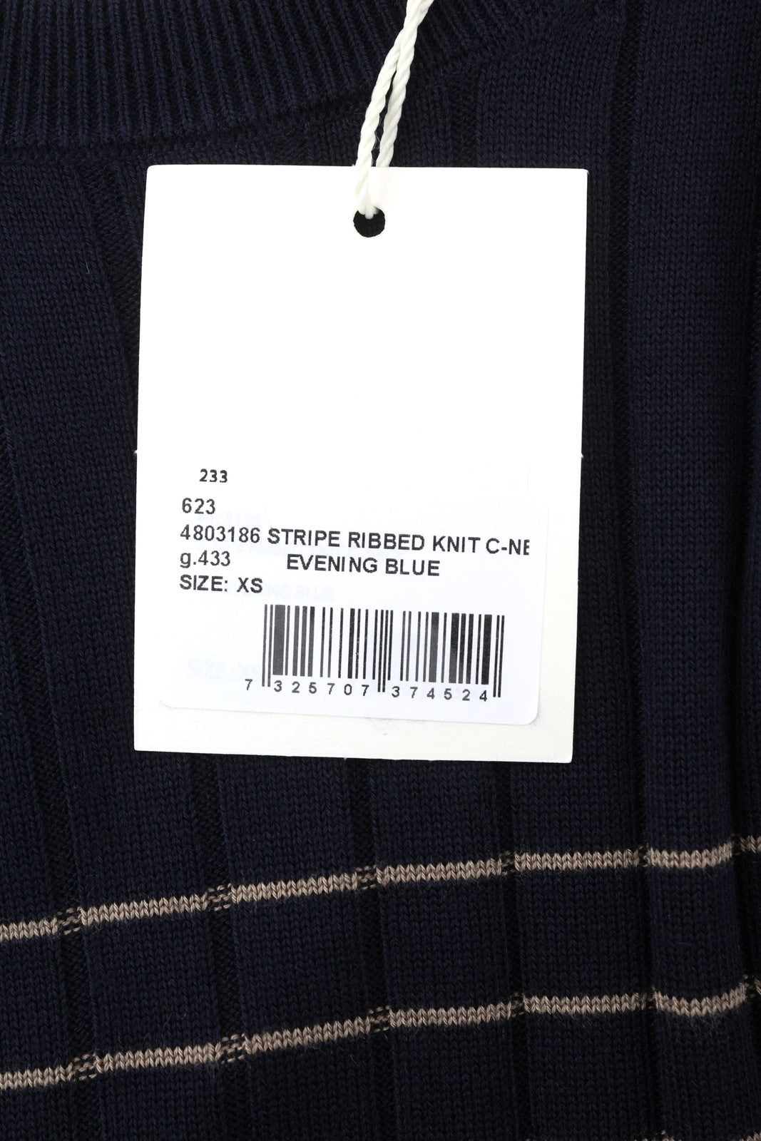 GANT Stripe Ribbed Knit Women Jumper XS Blue Merino Wool Silk Blend Pullover