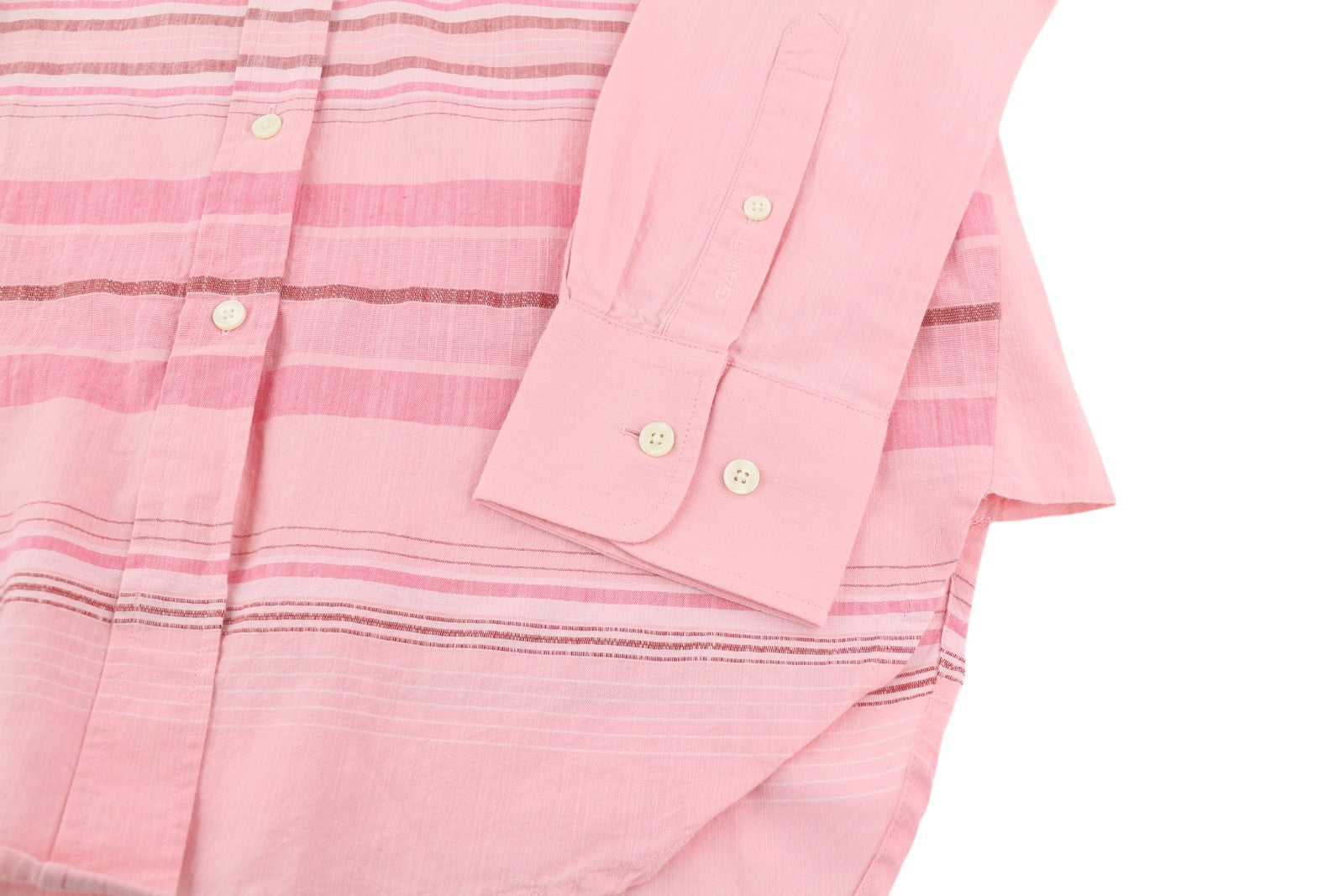 GANT Placed Slub Stripe Long Women Shirt EU36 Purple Button-Up Spread Collar