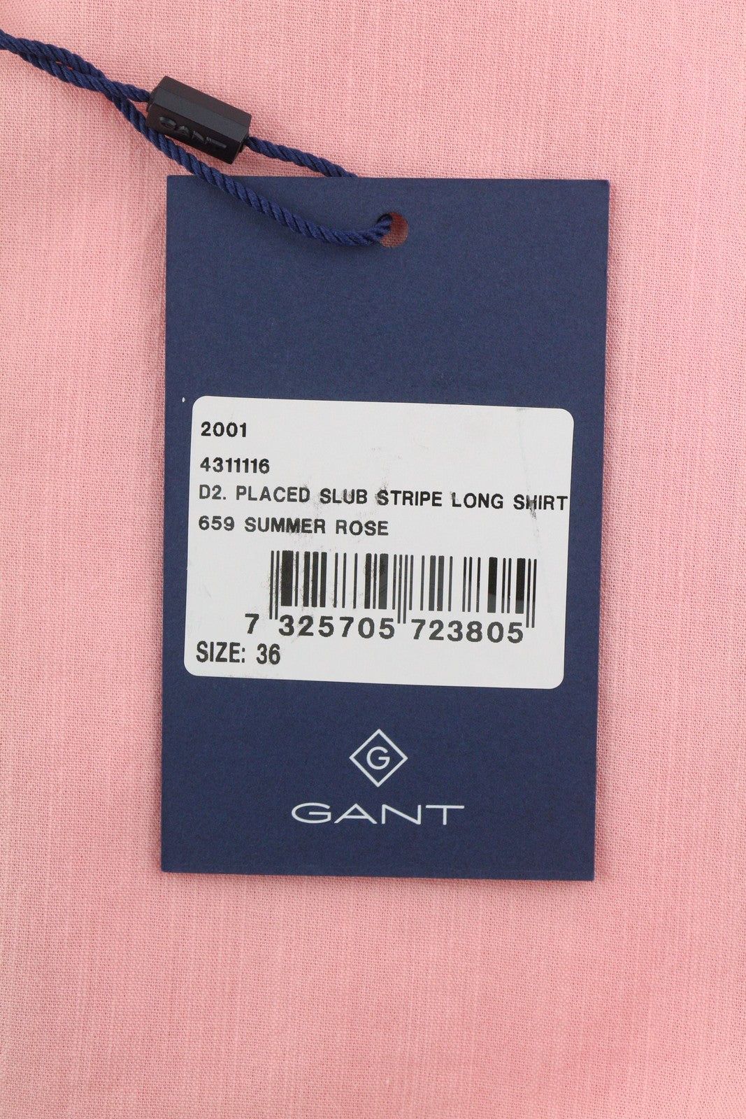 GANT Placed Slub Stripe Long Women Shirt EU36 Purple Button-Up Spread Collar