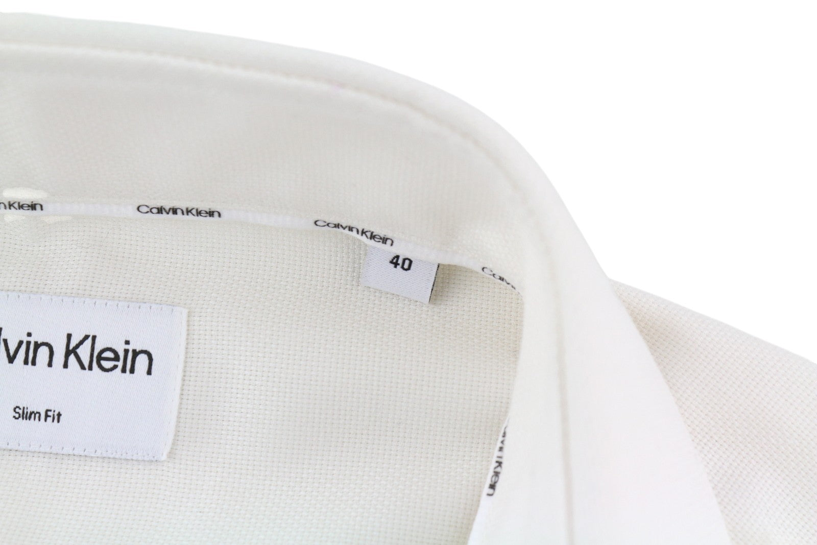 CALVIN KLEIN Tructure Solid Slim Men Formal Shirt 40 L White Button-Up Cutaway