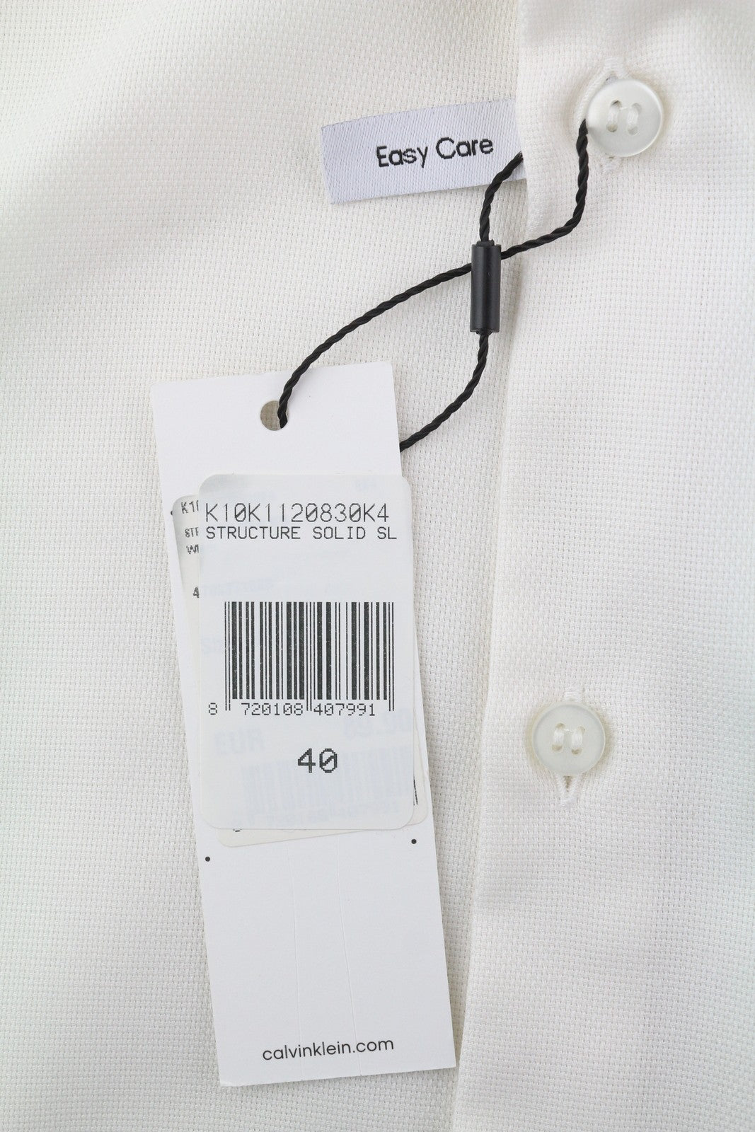 CALVIN KLEIN Tructure Solid Slim Men Formal Shirt 40 L White Button-Up Cutaway