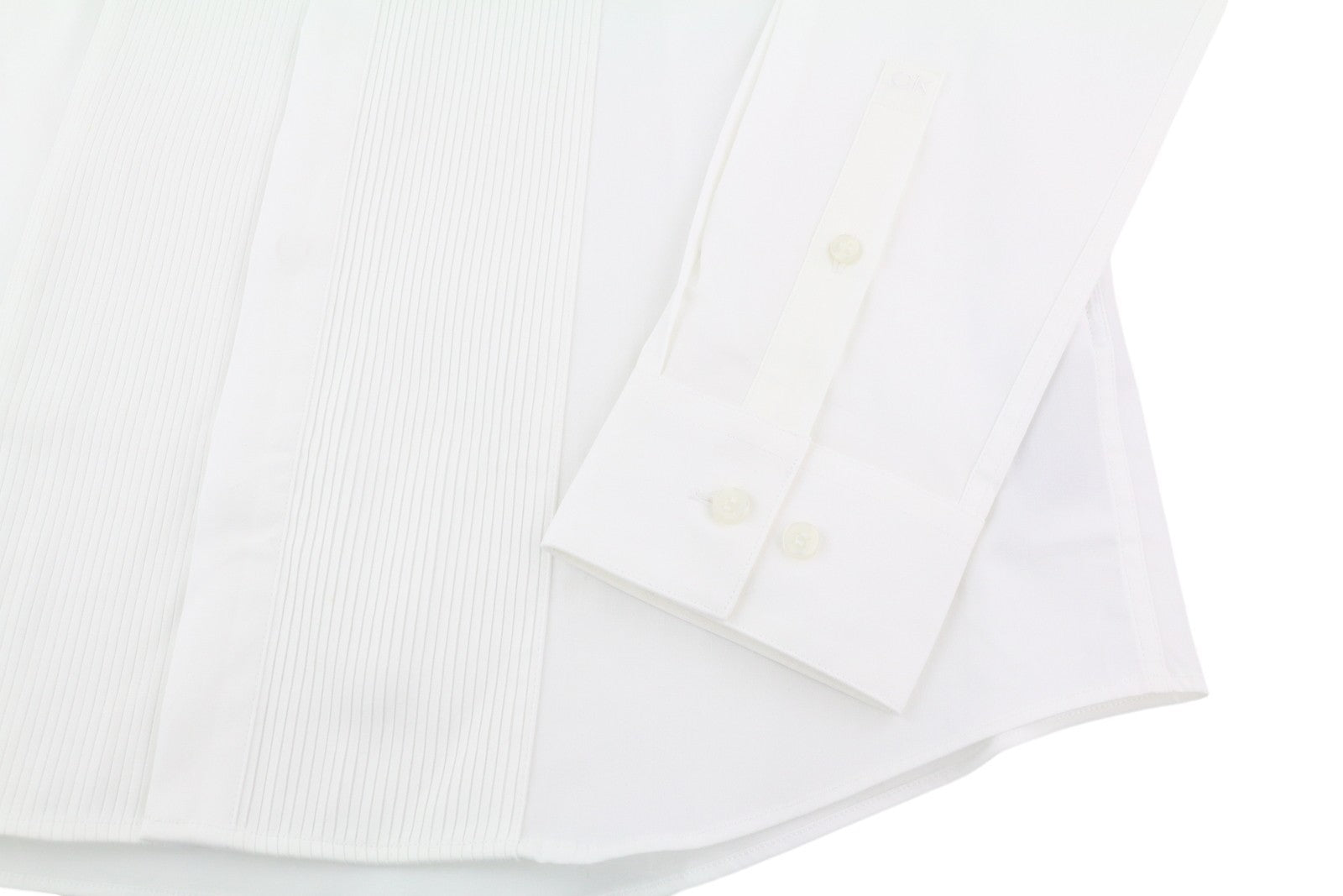 CALVIN KLEIN Evening Tuxedo Slim Men Formal Shirt 40 L White Button-Up Cutaway