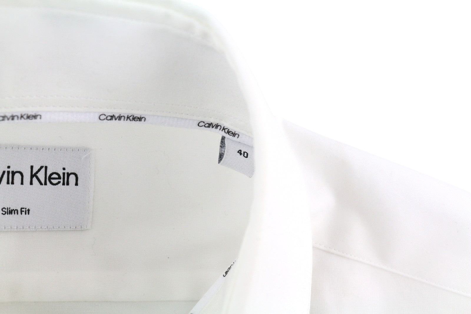 CALVIN KLEIN Evening Tuxedo Slim Men Formal Shirt 40 L White Button-Up Cutaway