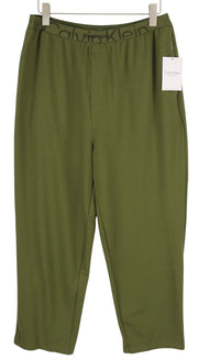 CALVIN KLEIN Men Trousers L Green Embossed Icon Regular Elastic Waist Sleepwear