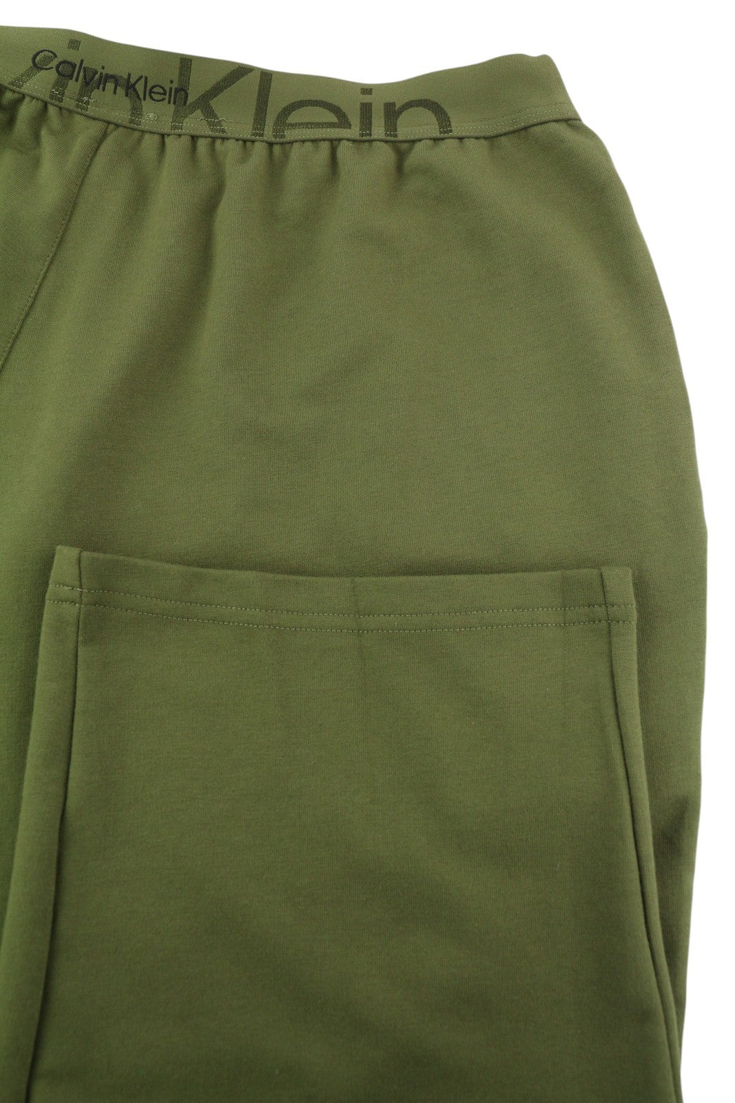 CALVIN KLEIN Men Trousers L Green Embossed Icon Regular Elastic Waist Sleepwear
