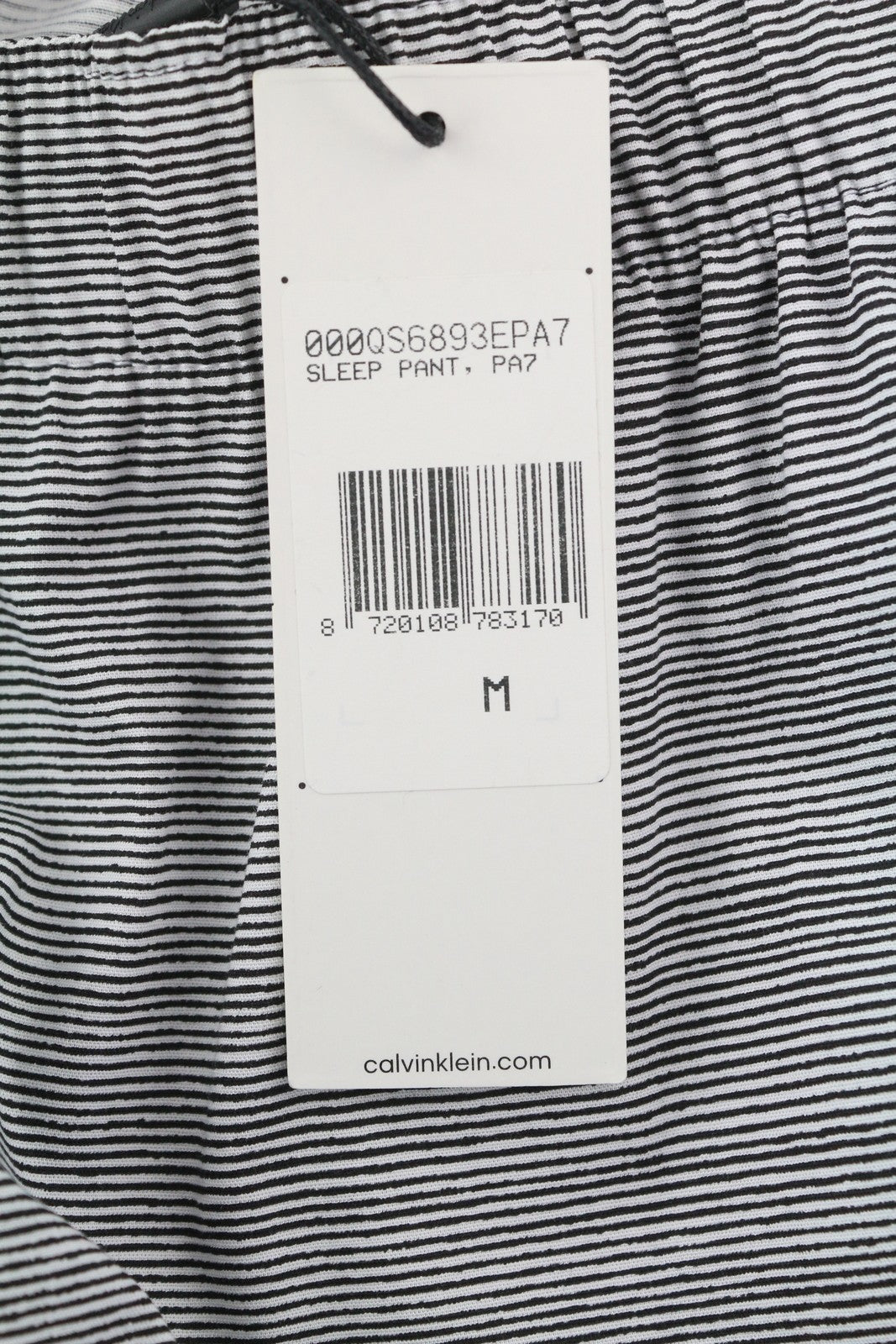 CALVIN KLEIN Men Trousers M White Striped Elastic Waist Regular Fit Sleepwear