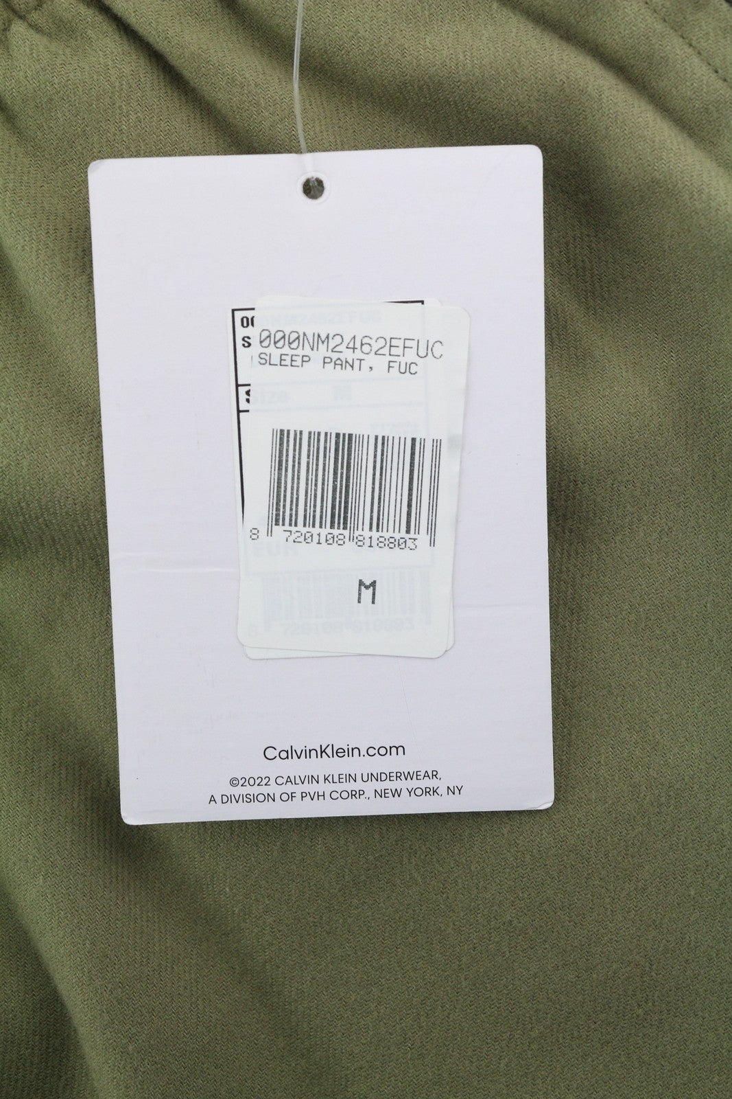 CALVIN KLEIN Men Trousers M Green Pure Flannel Regular Elastic Waist Sleepwear