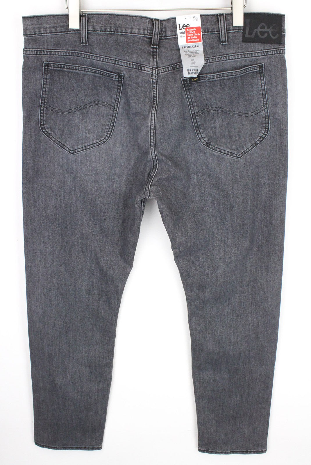 LEE Rider Men's Jeans W40/L32 Slim Grey Stretch Denim Washed Casual Fit