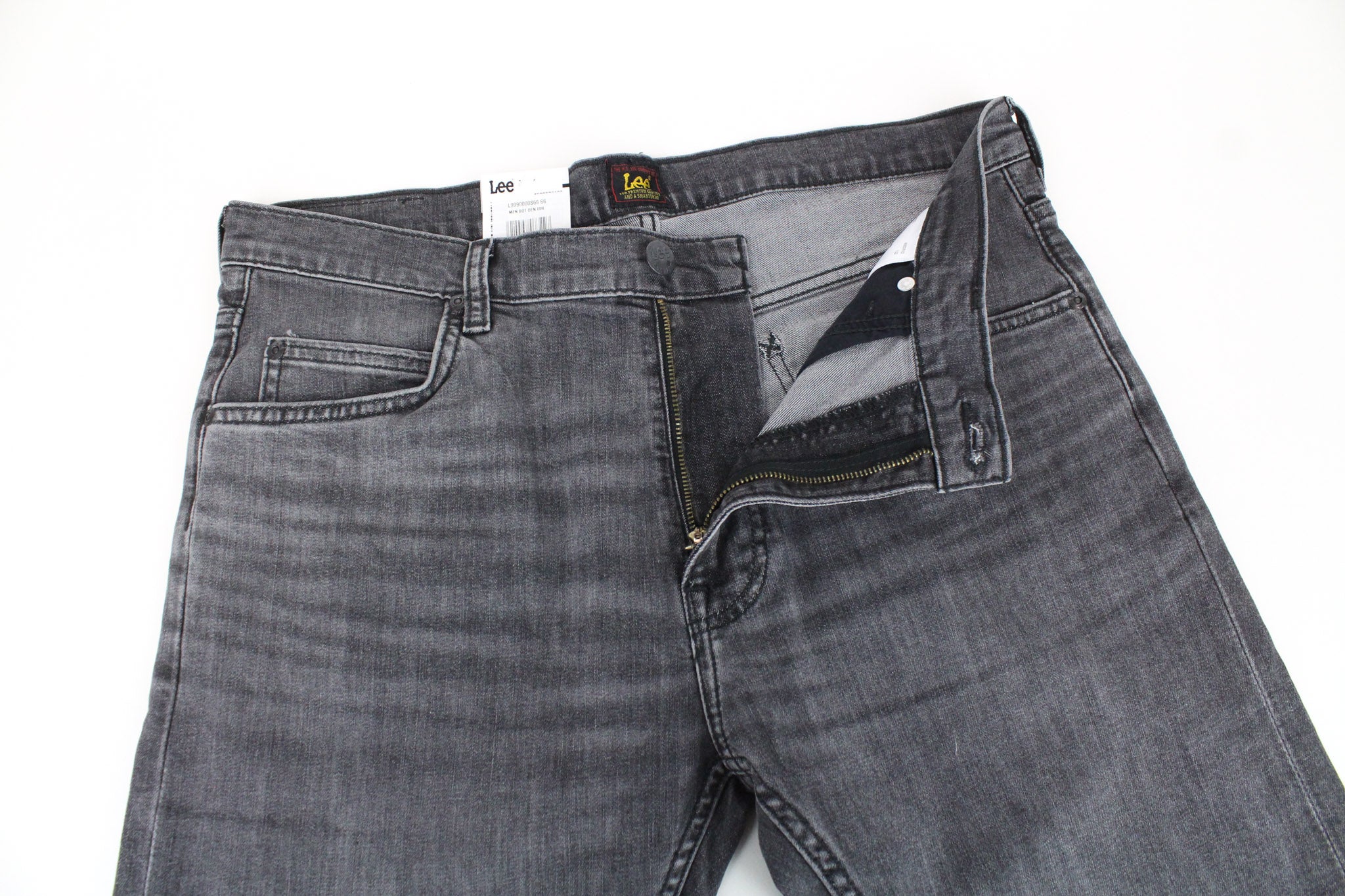 LEE Rider Men's W33/L30 Grey Washed Denim Stretch Jeans Slim Casual