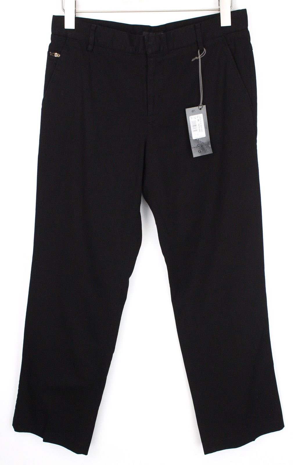 RICHMOND Men's Trousers 48 Black Cotton Casual Stretch Pleated Front