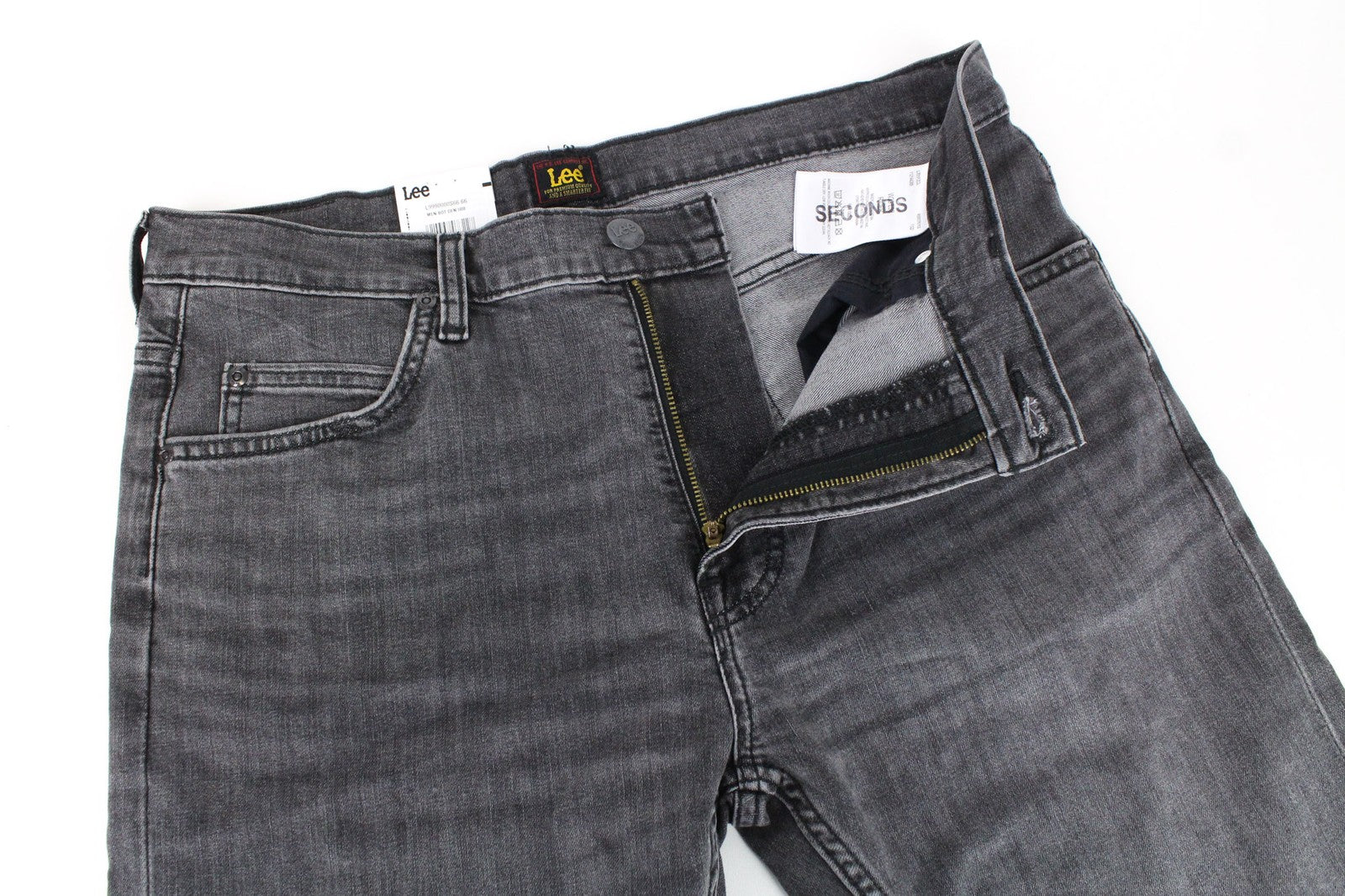 LEE Rider Men's W33/L32 Grey Faded Stretch Slim Cotton 5-Pocket Jeans