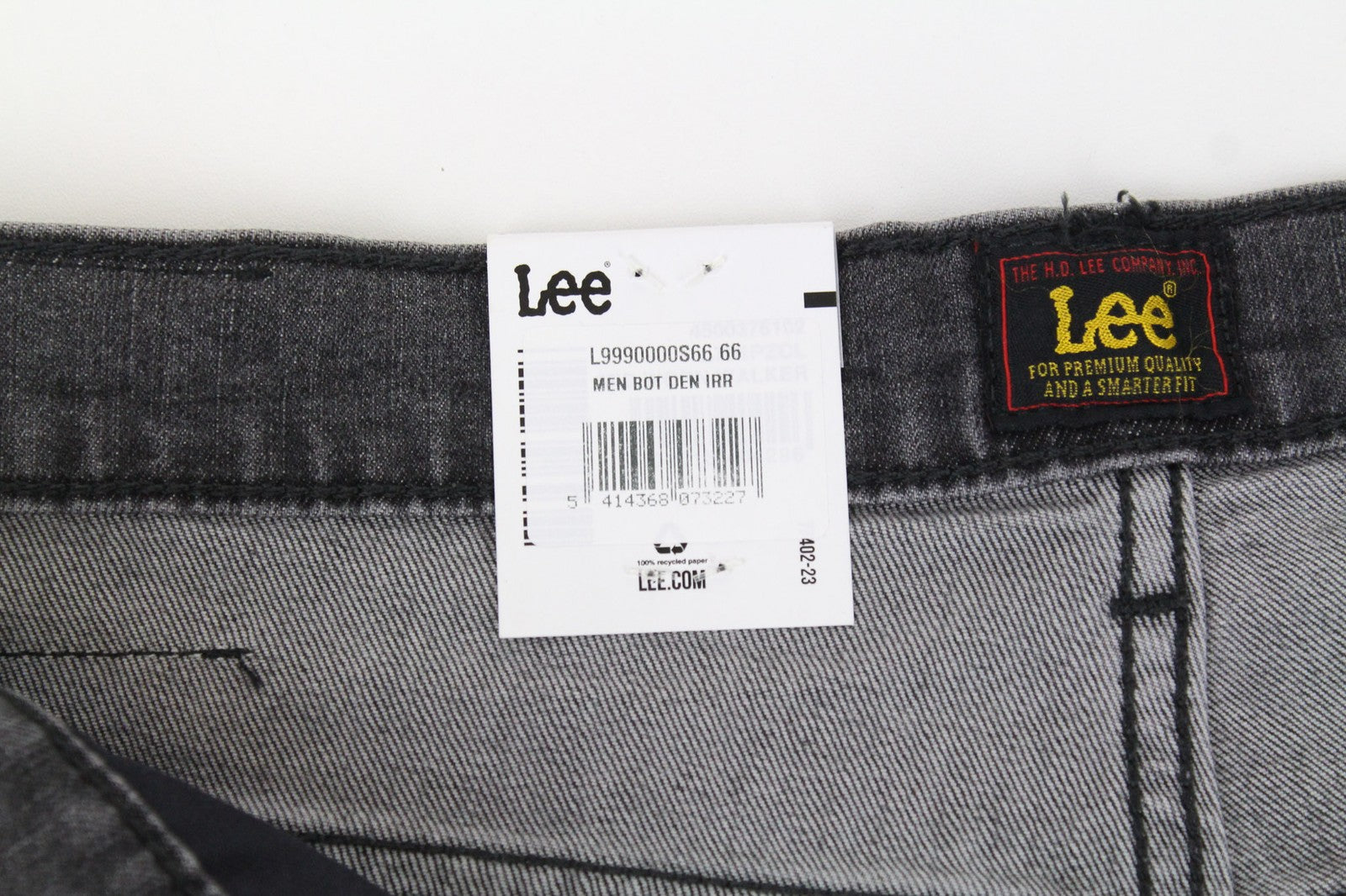 LEE Rider Men's W33/L32 Grey Faded Stretch Slim Cotton 5-Pocket Jeans