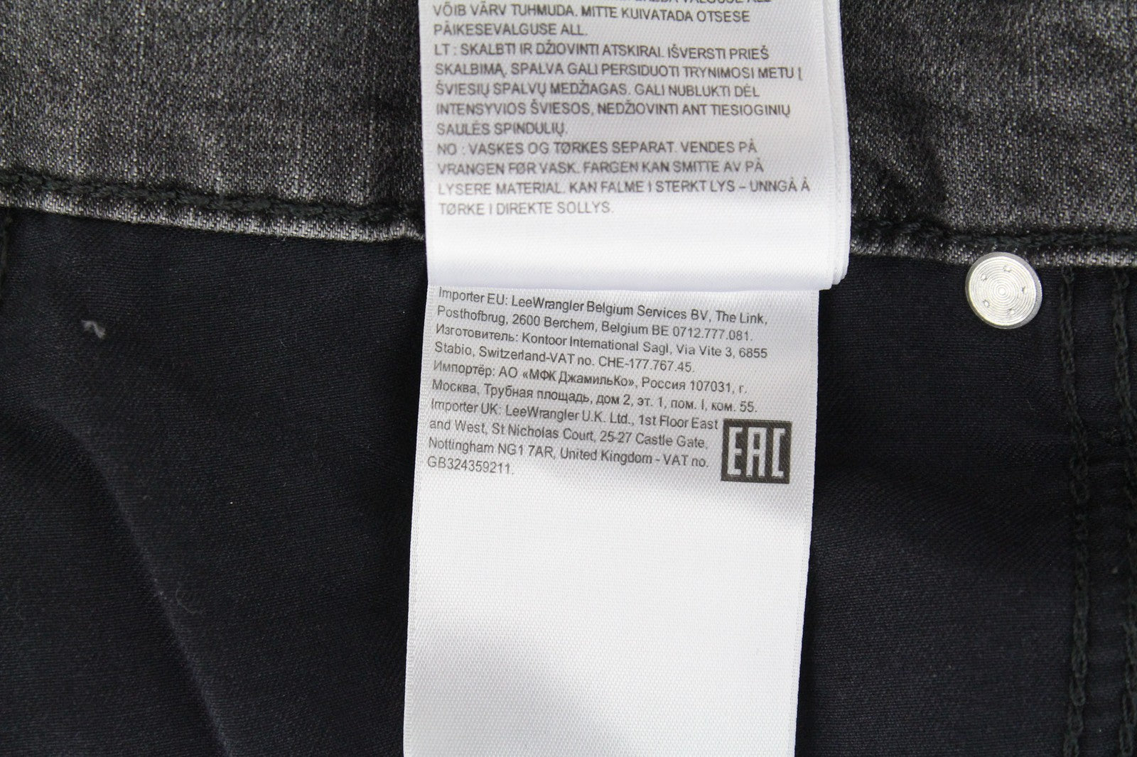 LEE Rider Men's W33/L32 Grey Faded Stretch Slim Cotton 5-Pocket Jeans