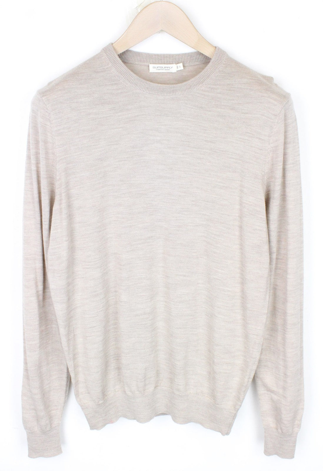 SUITSUPPLY Men's S Pullover Beige Merino Wool Long Sleeve Knit Jumper