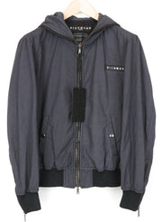 RICHMOND Men's Jacket IT48 Grey Patched Hooded Cotton Blend