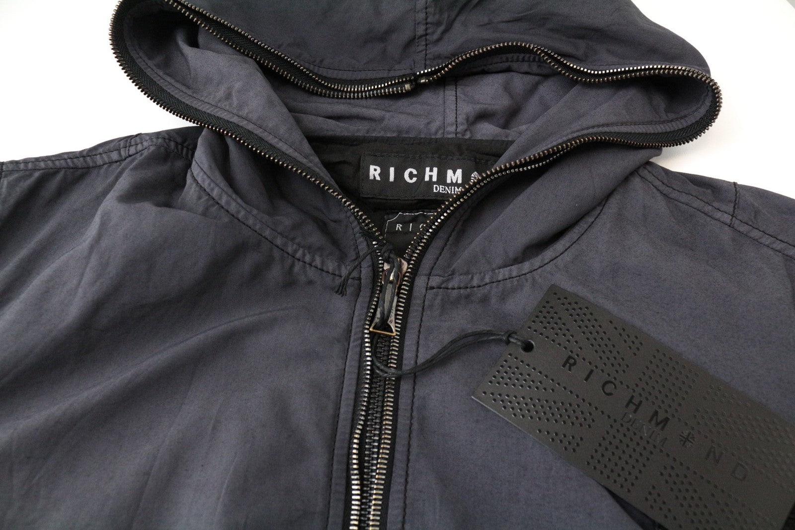 RICHMOND Men's Jacket IT48 Grey Patched Hooded Cotton Blend
