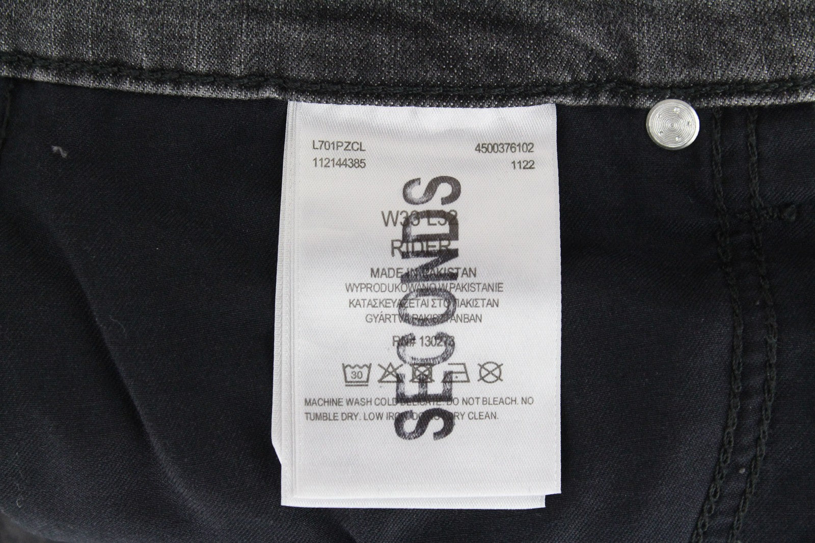 LEE Rider Men's W33/L32 Grey Stretch Faded Denim Slim Fit Casual Jeans