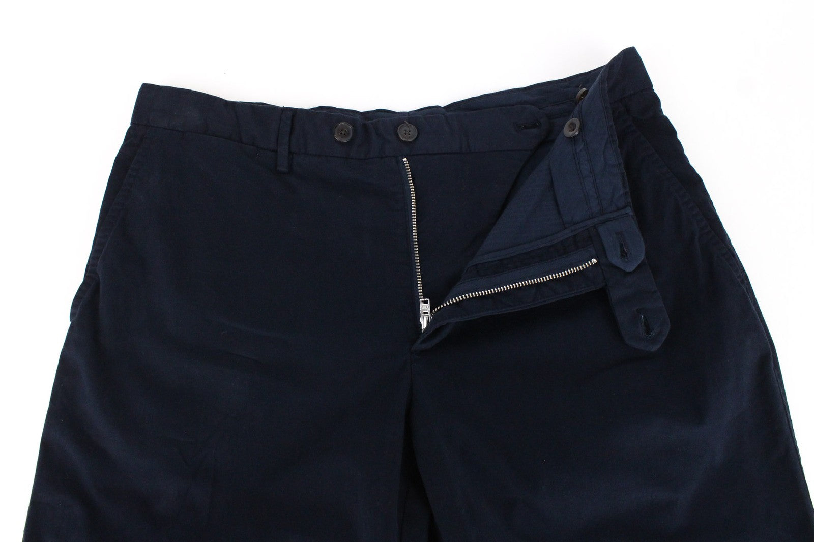 SUITSUPPLY Porto Novo Men's UK32R Navy Pleated Trousers Cotton Stretch