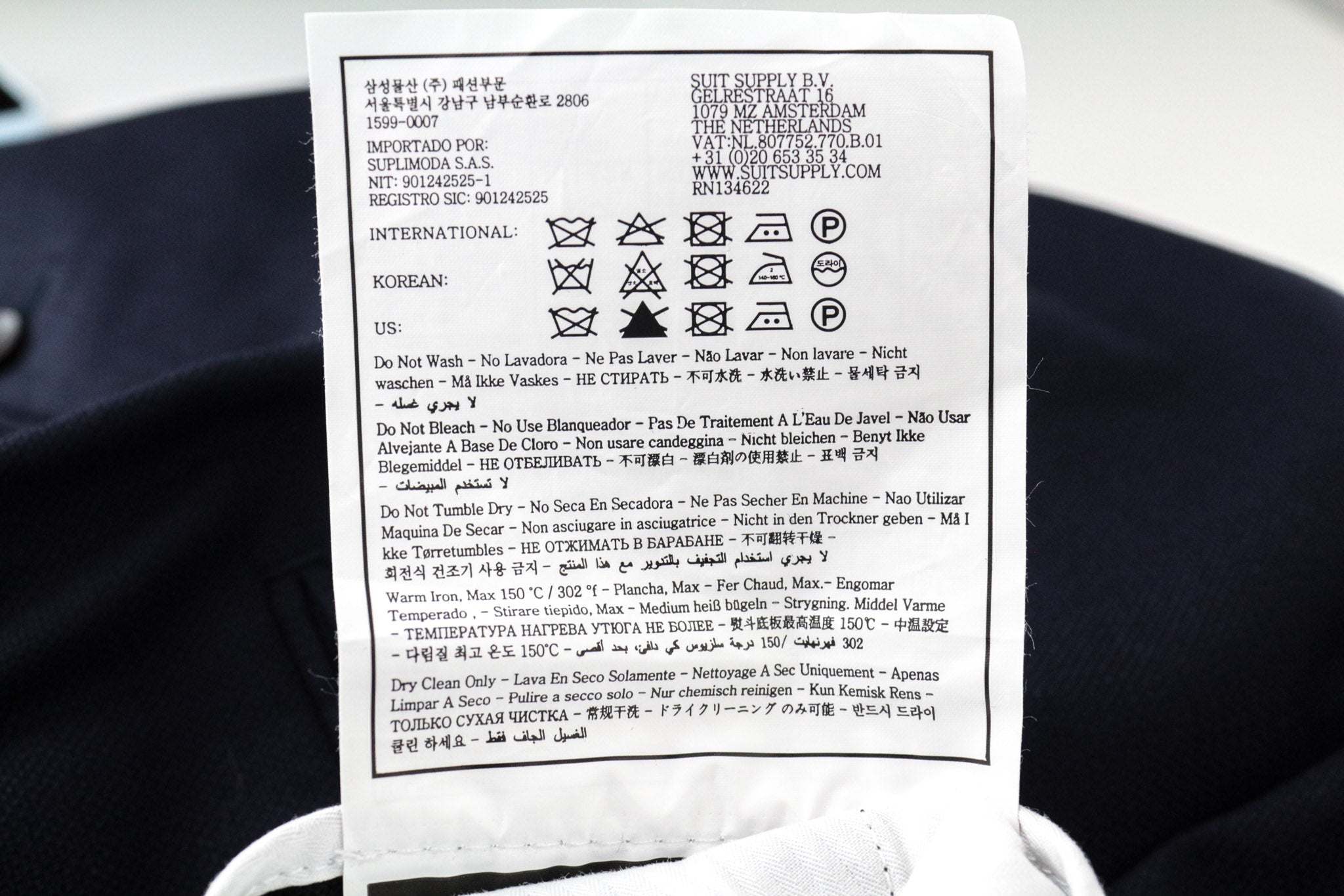 SUITSUPPLY Havana Men's UK38S 3-Piece Blue Slim Fit Wool Stretch Suit