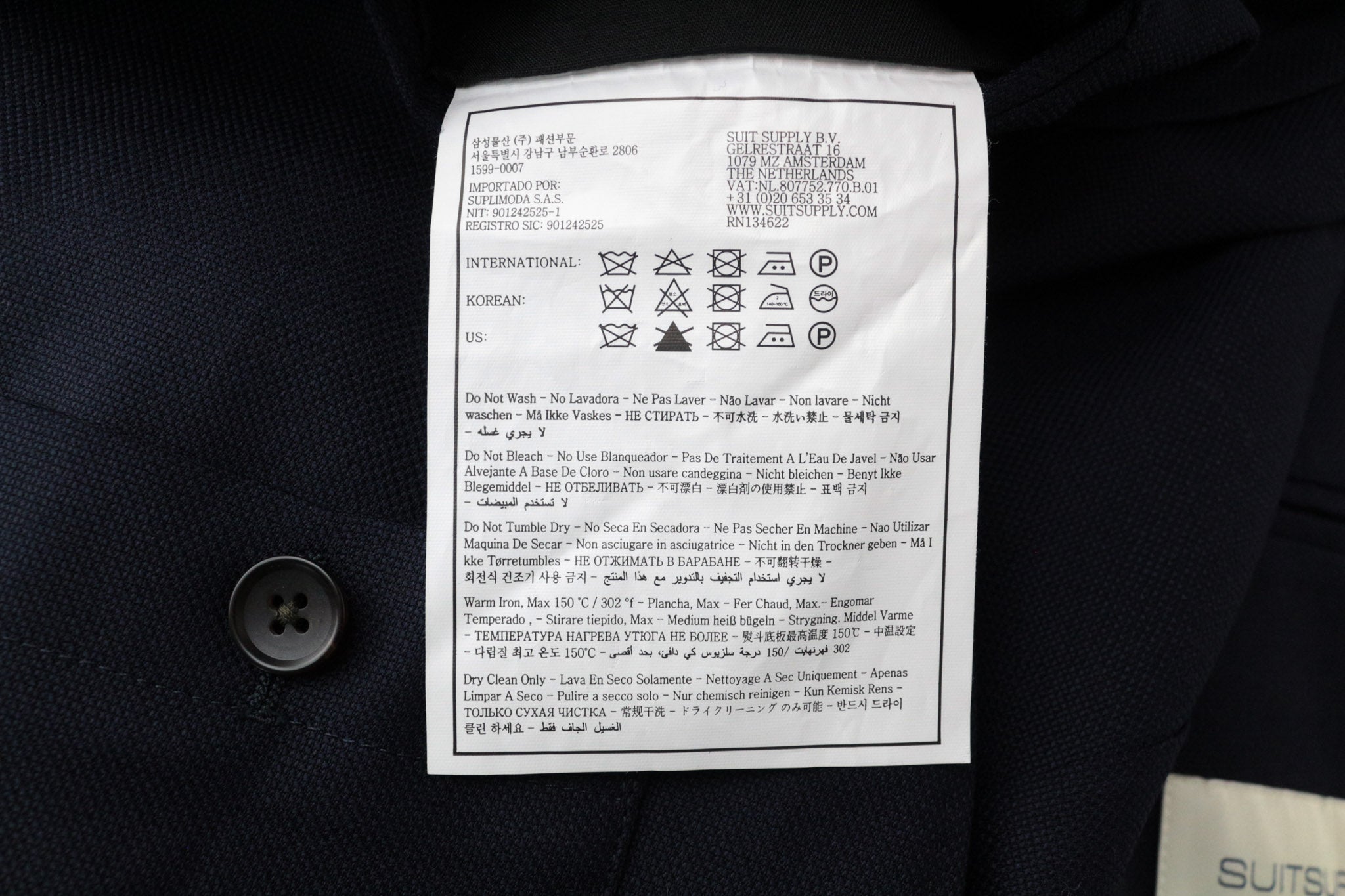 SUITSUPPLY Havana Men's UK38S 3-Piece Blue Slim Fit Wool Stretch Suit