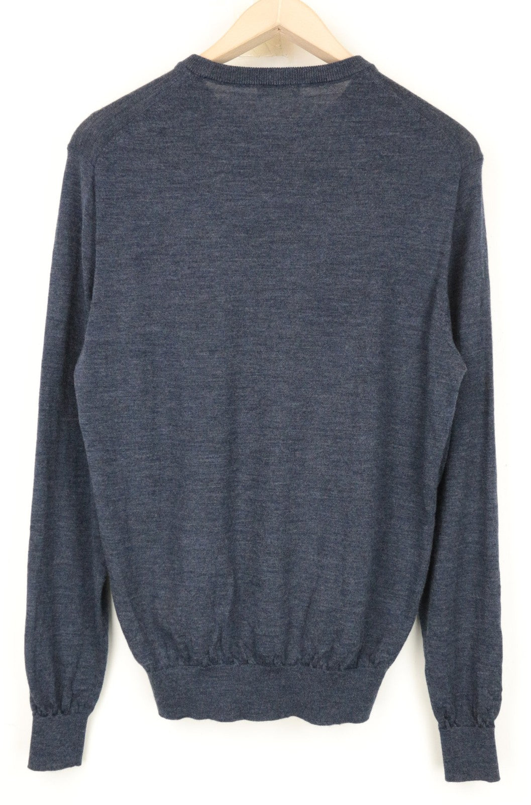 SUITSUPPLY Men's ~S Slim Blue Crew Neck Jumper Merino Wool Knit Melange