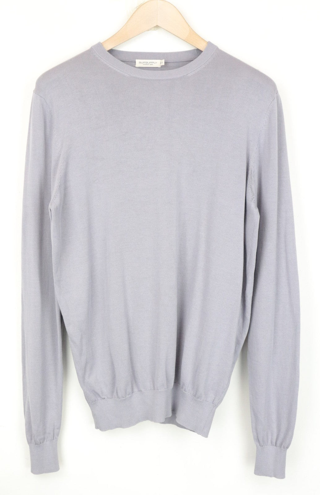 SUITSUPPLY Men's Jumper S Lilac Cotton Silk Blend Slim Fit Crew Sweater