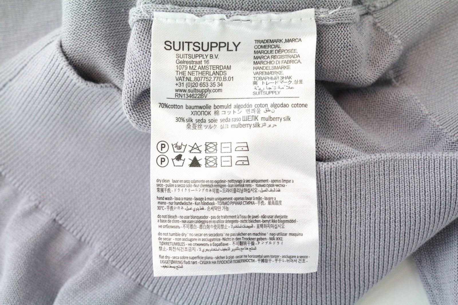 SUITSUPPLY Men's Jumper S Lilac Cotton Silk Blend Slim Fit Crew Sweater