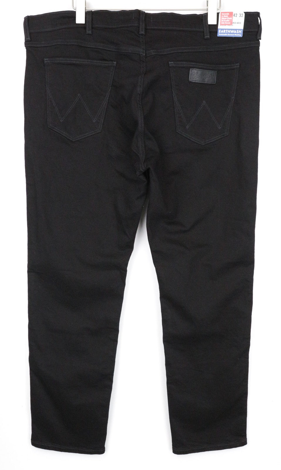 WRANGLER Greensboro Men's W42/L32 Black Straight Fit Stretch Denim Jeans