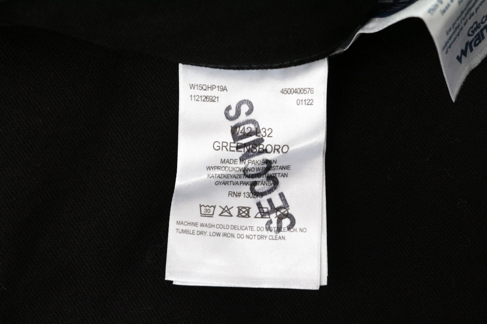 WRANGLER Greensboro Men's W42/L32 Black Straight Fit Stretch Denim Jeans