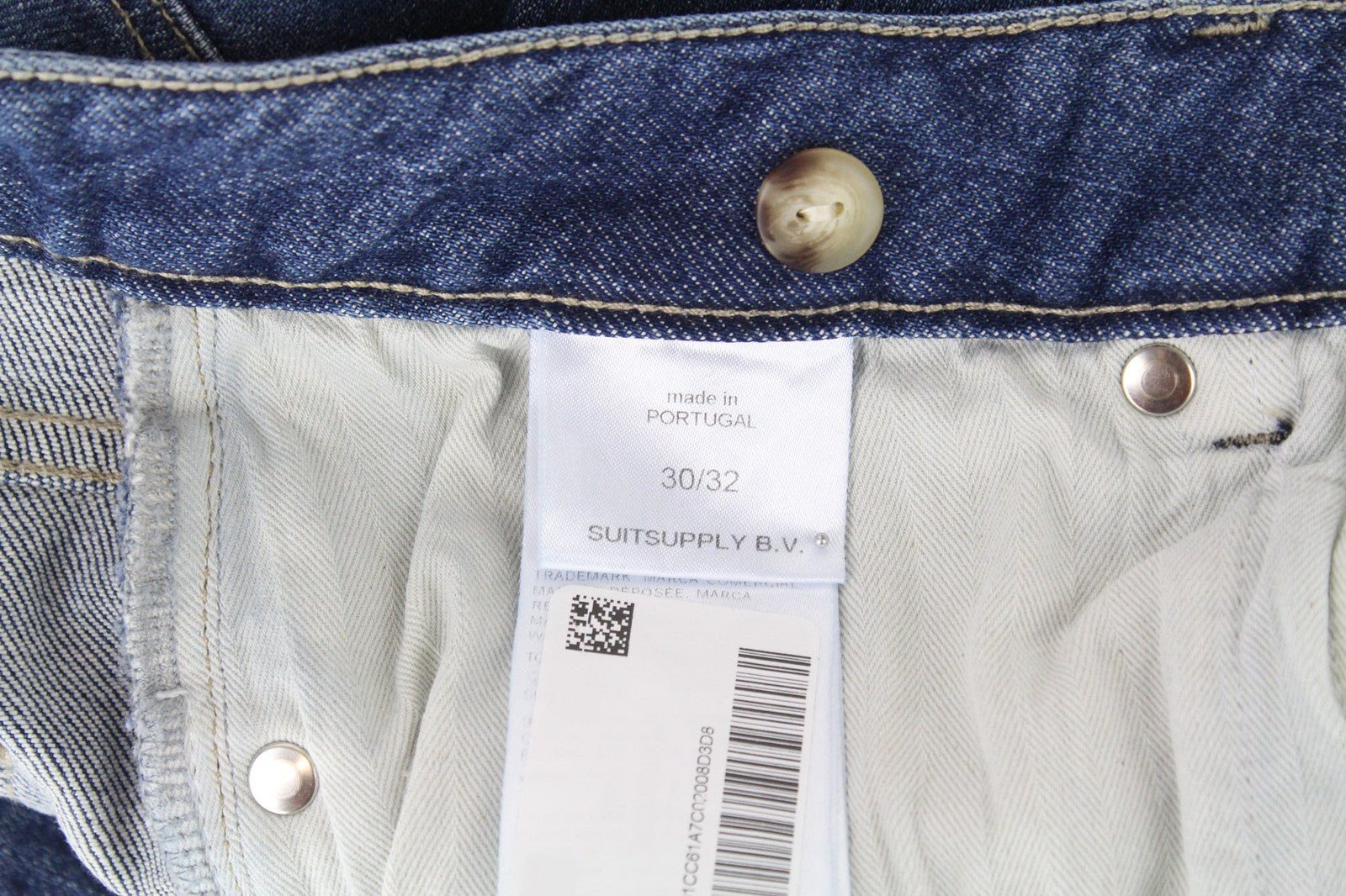 SUITSUPPLY Alain Men's Jeans W30/L32 Slim Mid-Blue Selvedge Stretch Fit