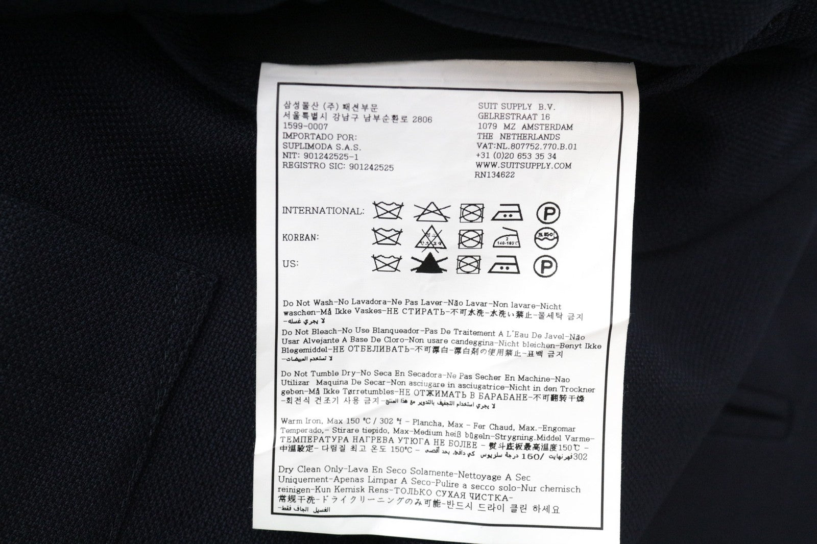 SUITSUPPLY La Spalla Men's Suit UK38R 3-Piece Blue Pure Wool Classic Fit