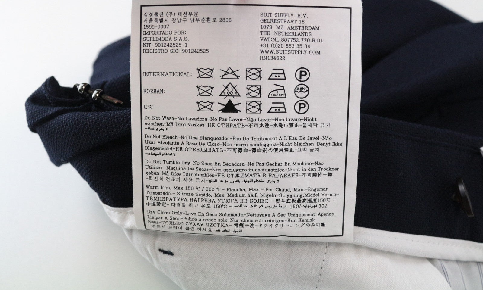 SUITSUPPLY La Spalla Men's Suit UK38R 3-Piece Blue Pure Wool Classic Fit