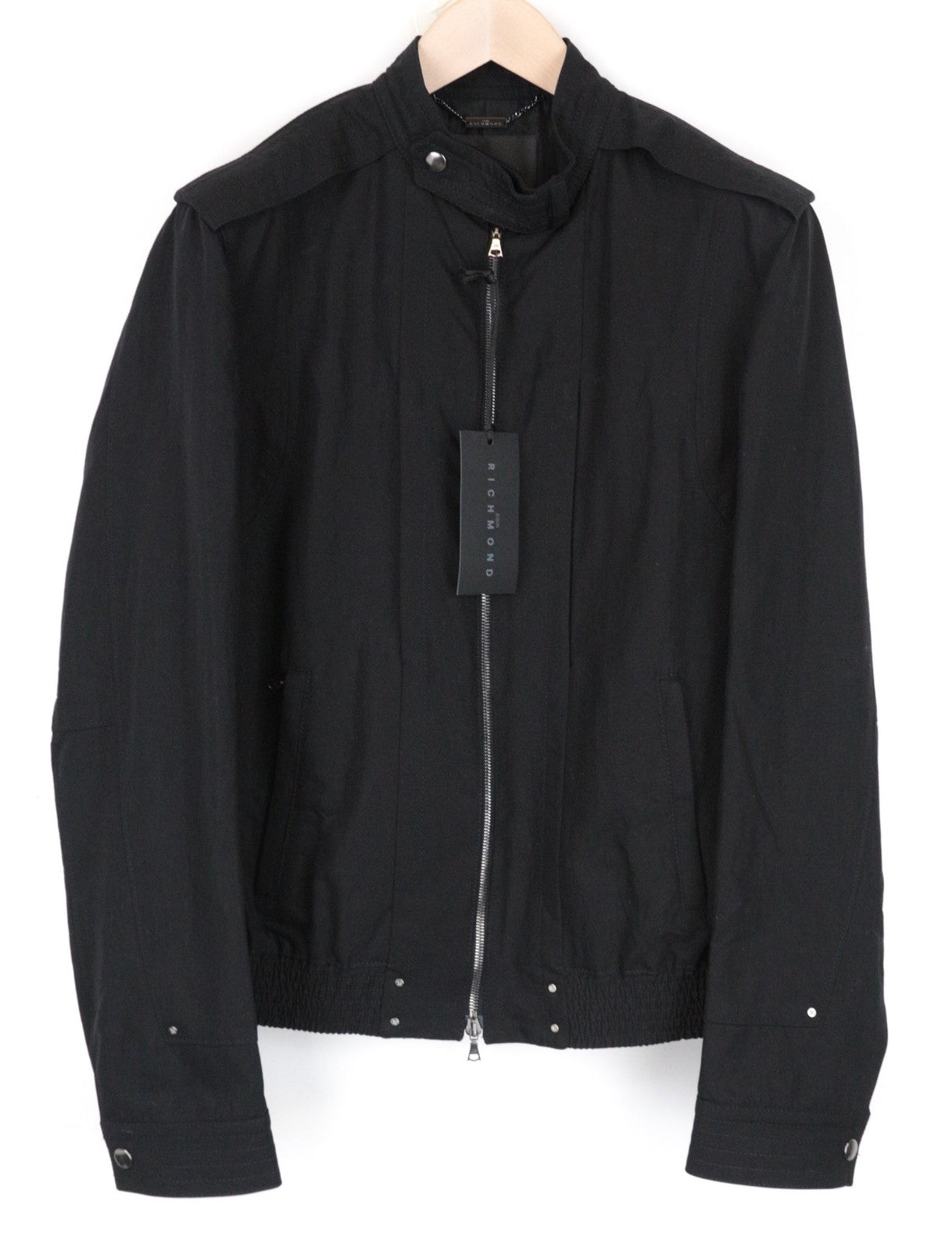 JOHN RICHMOND Men's Jacket 48 Black Single-Breasted Lightweight Cotton