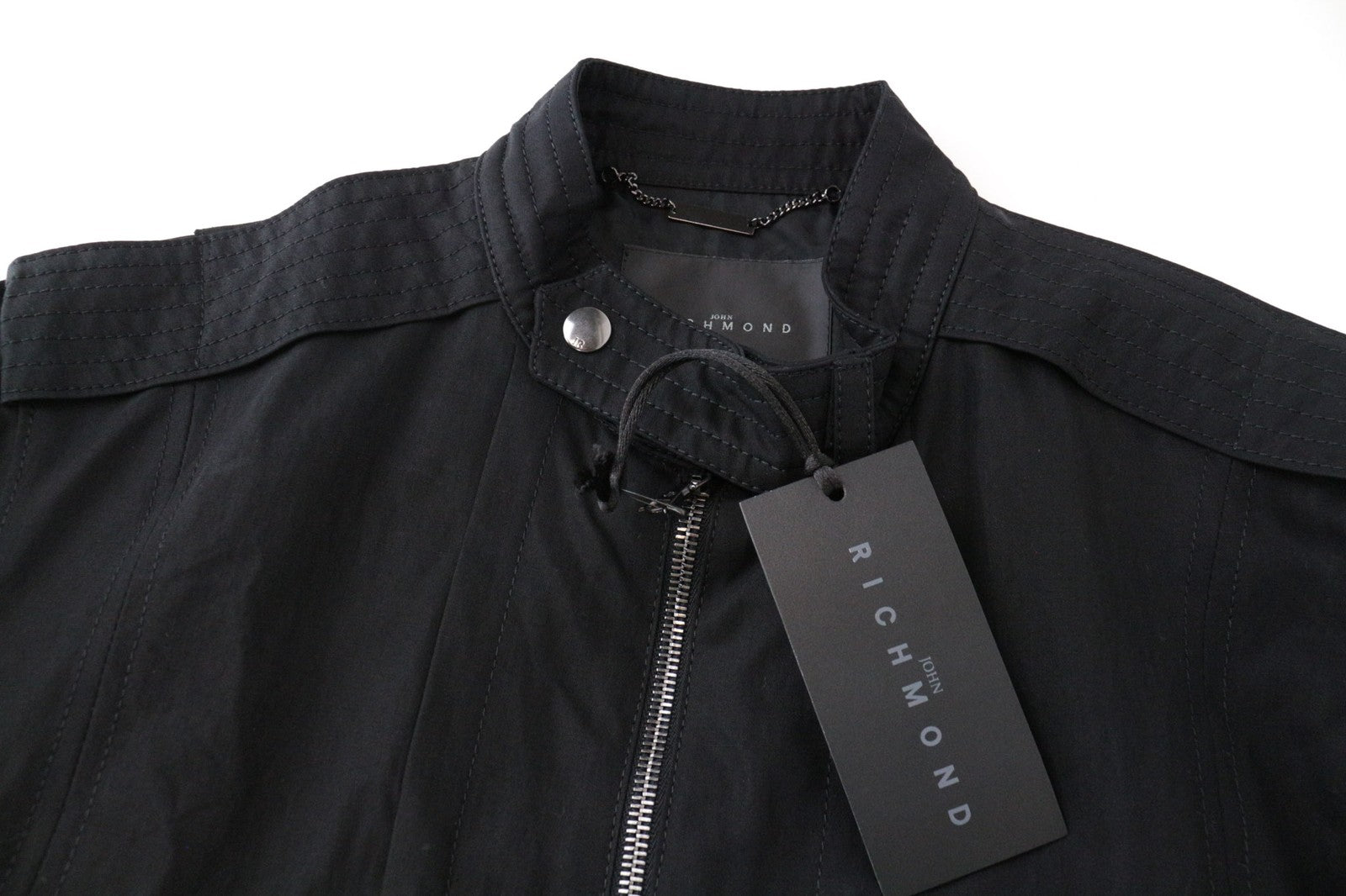 JOHN RICHMOND Men's Jacket 48 Black Single-Breasted Lightweight Cotton