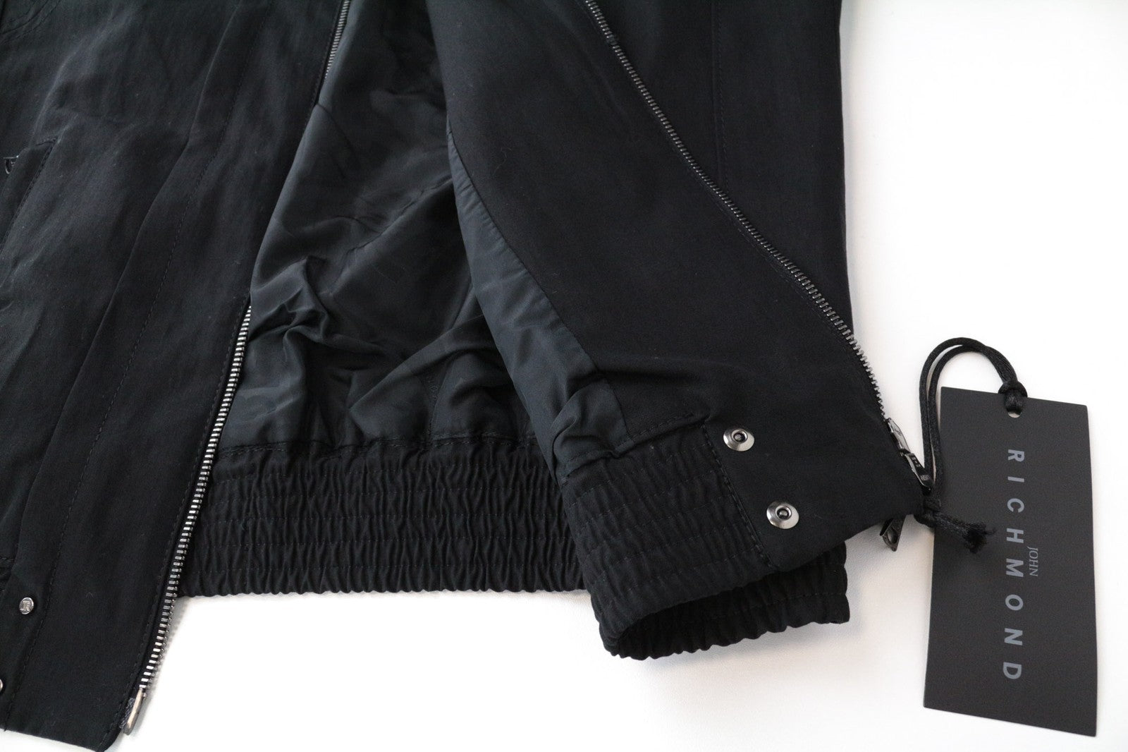 JOHN RICHMOND Men's Jacket 48 Black Single-Breasted Lightweight Cotton