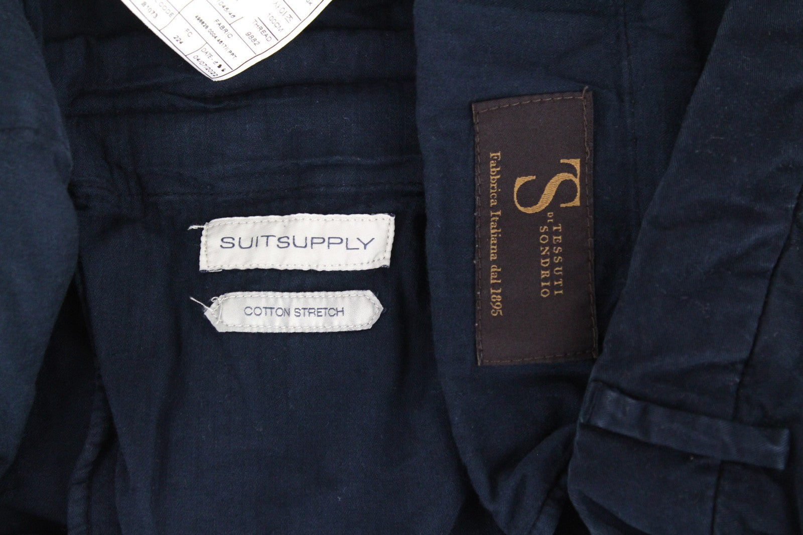 SUITSUPPLY Porto Novo Men's Trousers 50 Slim Navy Cotton Stretch Chino