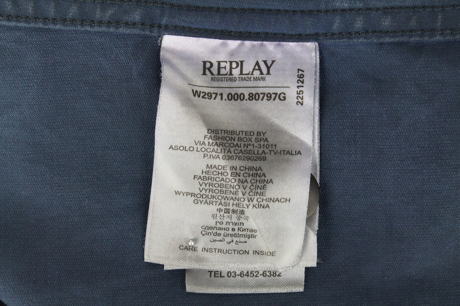 REPLAY Men's Jacket M Blue Cotton Lightweight Single-Breasted Stretch