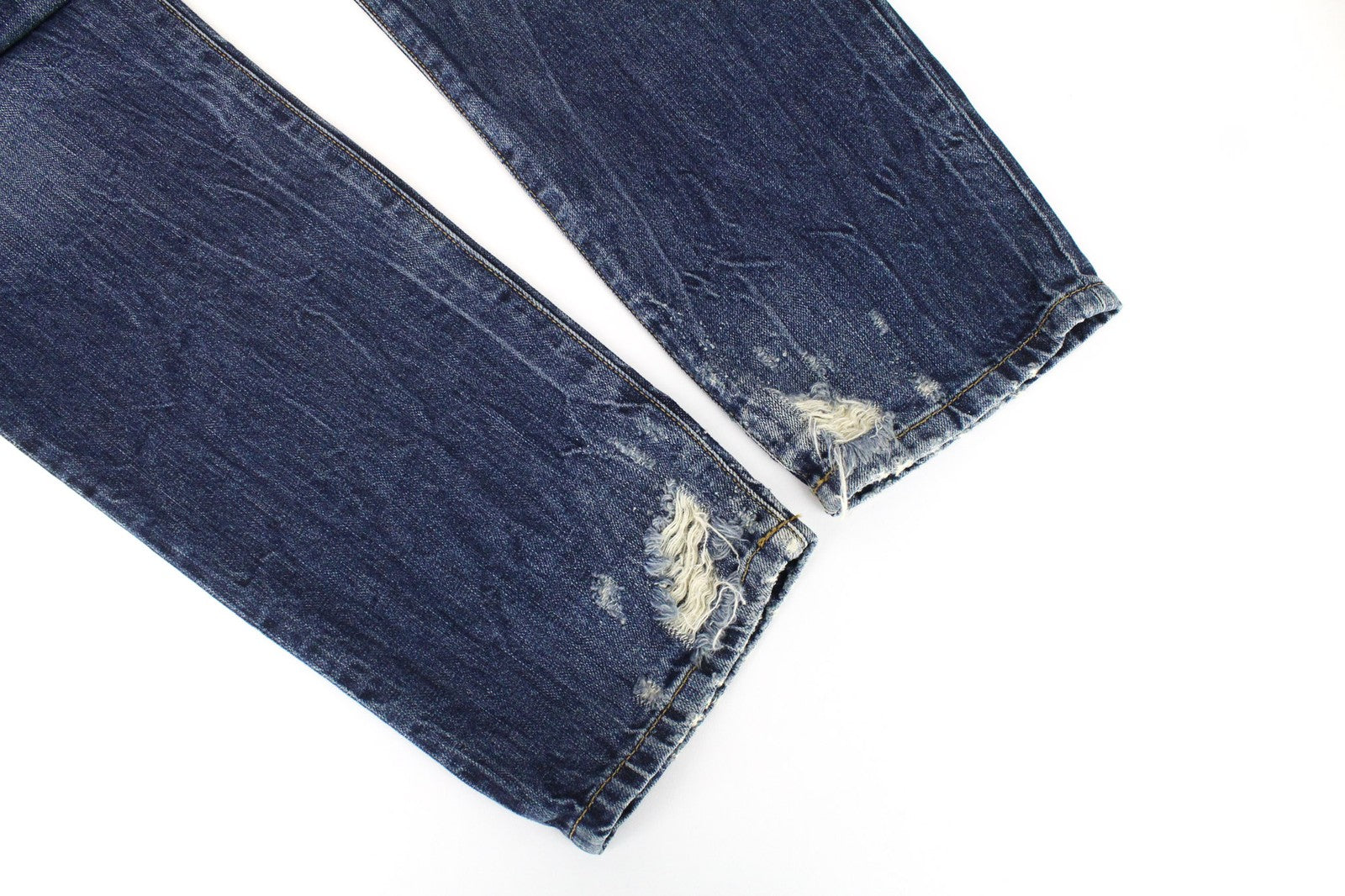 DIESEL Mharky 080AG Men's W32/L32 Slim Fit Blue Distressed Non-Stretch Jeans