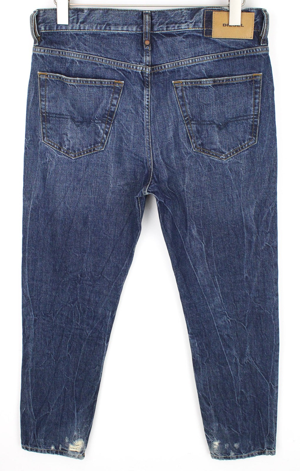 DIESEL Mharky 080AG Men's W32/L32 Slim Fit Blue Distressed Non-Stretch Jeans