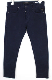 REPLAY Grover Men's Trousers W31/L34 Blue Stretch Velvet Corduroy Straight