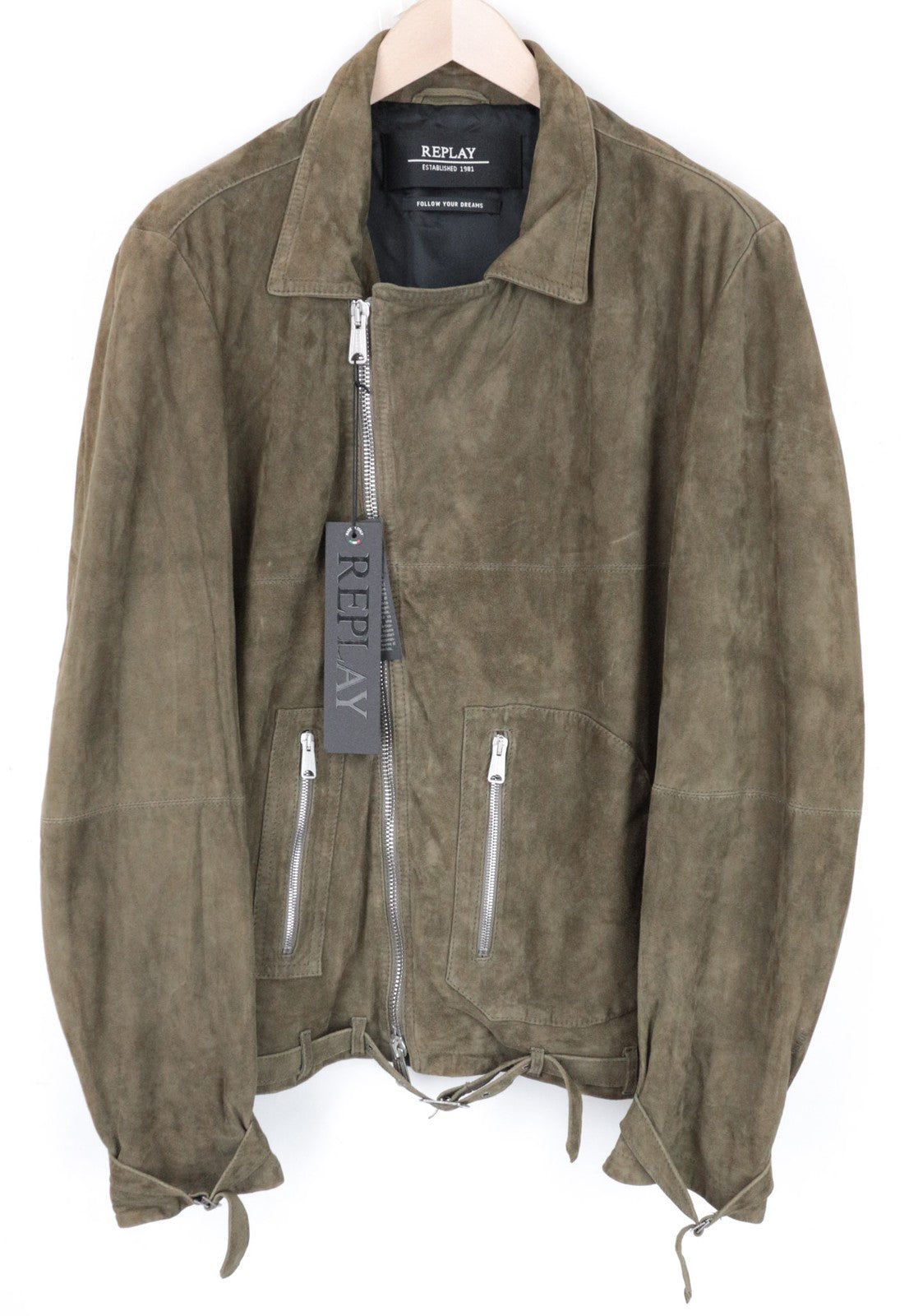 RICHMOND Men's Jacket XL Brown Goat Skin Zipped Belted Single-Breasted