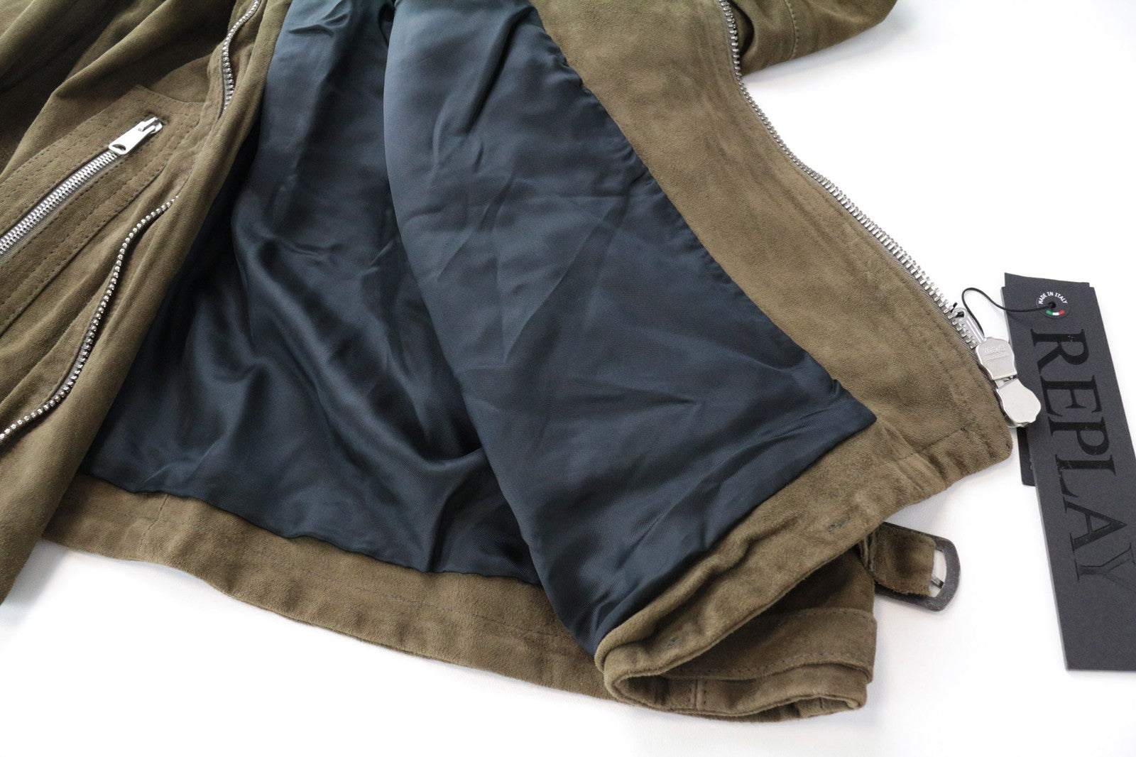 RICHMOND Men's Jacket XL Brown Goat Skin Zipped Belted Single-Breasted