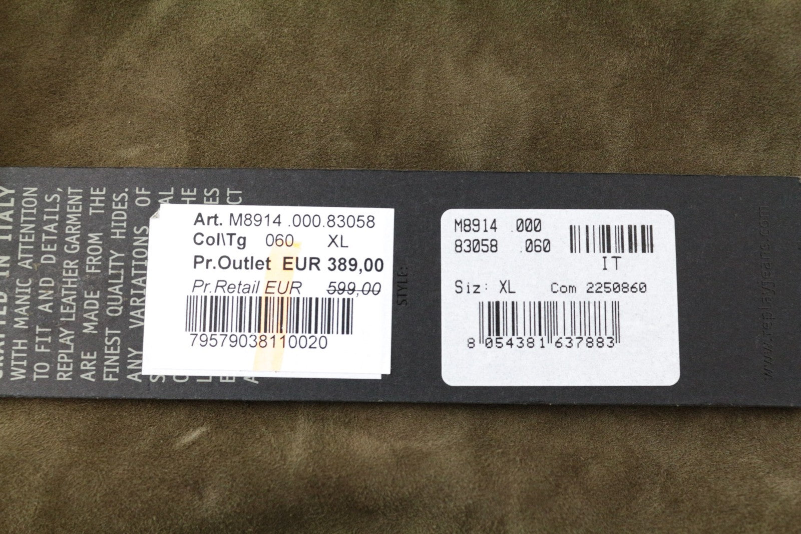 RICHMOND Men's Jacket XL Brown Goat Skin Zipped Belted Single-Breasted